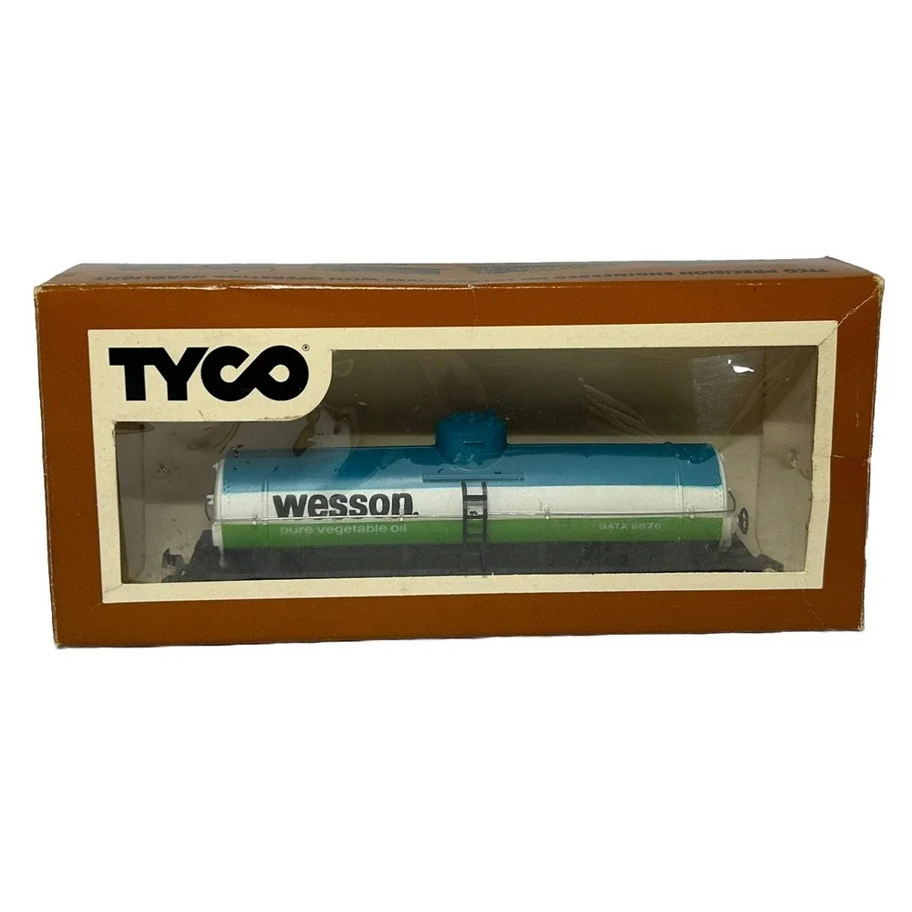 TYCO HO Scale Wesson Pure Vegetable Oil Tank Car GA 9876‎ Blue Green With Box